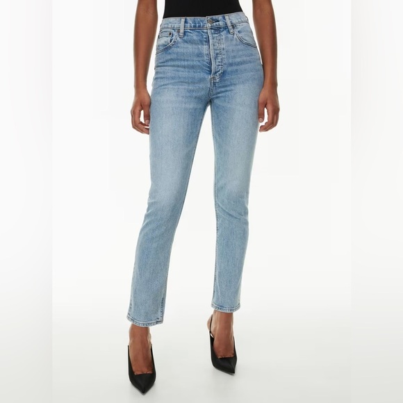 Aritzia DENIM FORUM Yoko High Rise Slim Size 24 Light Wash - Picture 1 of 9